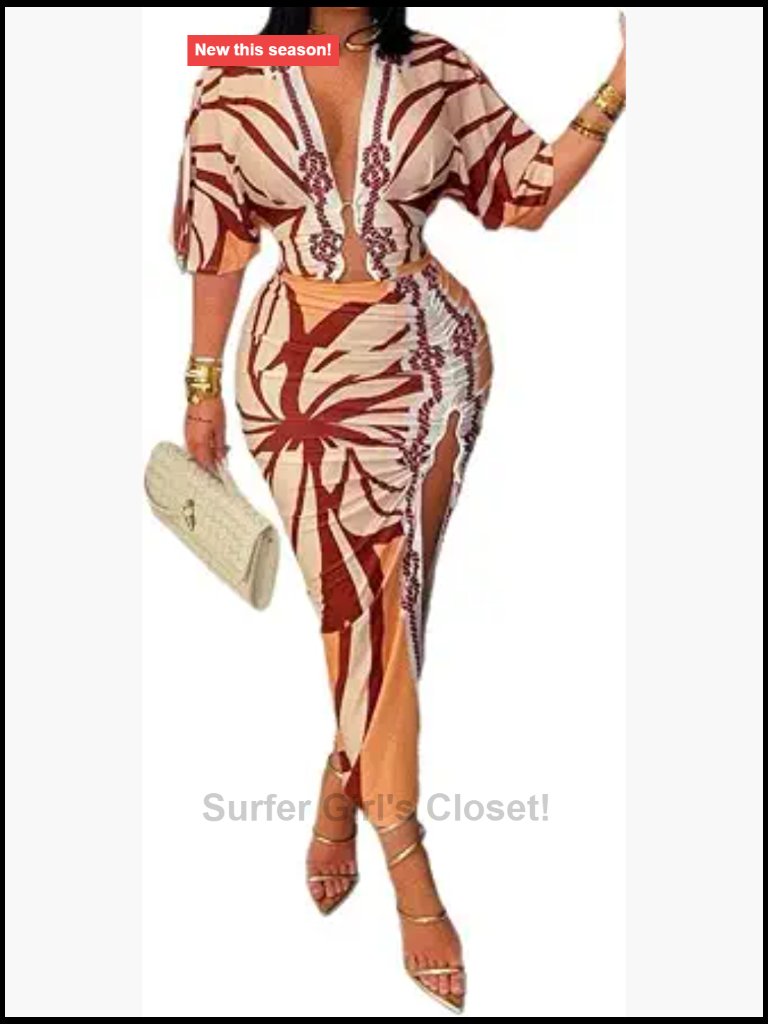 Short Sleeve Deep V Neck Ruched Bodycon Party Dress With Split